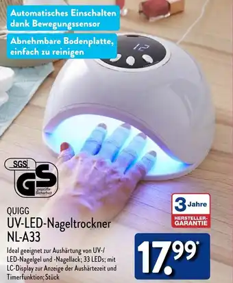 Aldi Nord QUIGG UV-LED-Nageltrockner NL-A33 Angebot