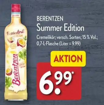 Aldi Nord BERENTZEN Summer Edition 0,7 L Flasche Angebot