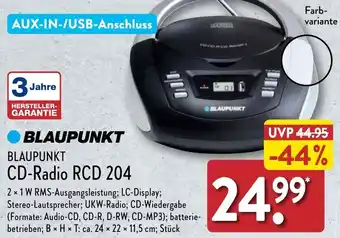 Aldi Nord BLAUPUNKT CD-Radio RCD 204 Angebot