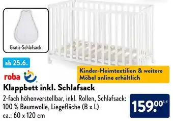 Aldi Nord roba Klappbett inkl. Schlafsack Angebot