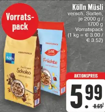 EDEKA Vogl Kölln Müsli 2000 g / 1700 g Vorratspack Angebot