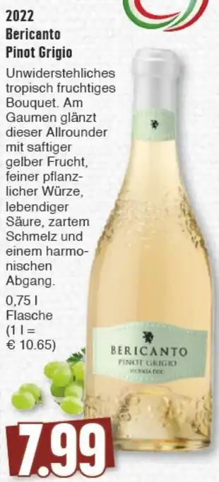 EDEKA Vogl 2022 Bericanto Pinot Grigio 0,75 L Flasche Angebot