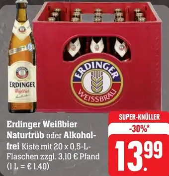 Gebauer's Erdinger Weißbier Naturtrüb oder Alkoholfrei Kiste mit 20 x 0,5-L-Flaschen Angebot