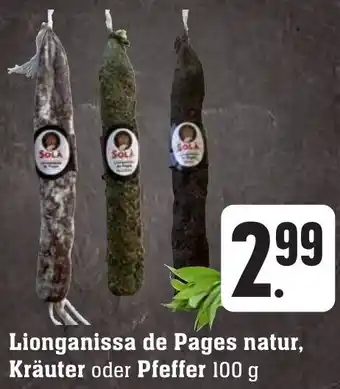 Gebauer's Lionganissa de Pages natur, Kräuter oder Pfeffer 100 g Angebot