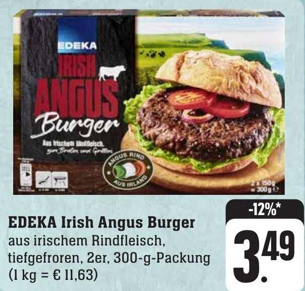 EDEKA Irish Angus Burger 300gPackung Angebot bei Gebauer's