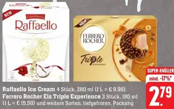 Gebauer's Raffaello Ice Cream 4 Stück, 280 ml , Ferrero Rocher Eis Triple Experience 3 Stück, 180 ml Angebot