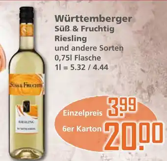 Klaas und Kock Württemberger Süß & Fruchtig Riesling 0,75 L Flasche Angebot