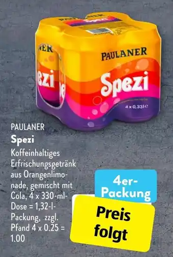 Aldi Süd Paulaner Spezi 4x330ml Angebot