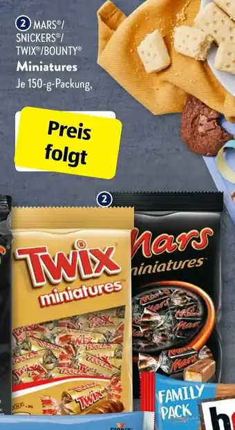 Aldi Süd Mars, Snickers, Twix oder Bounty Miniatures 150g Angebot