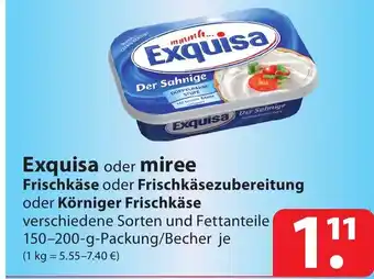 Famila Nord Ost Exquisa oder miree Frischkäse oder Frischkäsezubereitung oder Körniger Frischkäse 150-200g Angebot