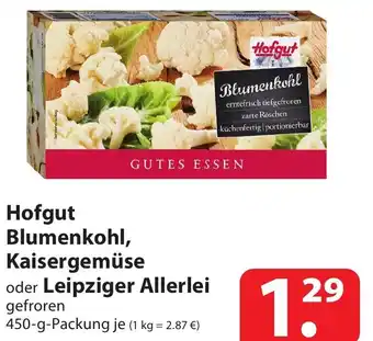 Famila Nord Ost Hofgut Blumenkohl, Kaisergemüse oder Leipziger Allerlei gefroren 450-g-Packung je (1 kg = 2.87 €) Angebot