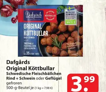 Famila Nord Ost Dafgårds Original Köttbullar Schwedische Fleischbällchen Rind + Schwein oder Geflügel gefroren 500-g-Beutel je Angebot