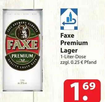 Famila Nord Ost Faxe Premium Lager 1-Liter-Dose zzgl. 0.25 € Pfand Angebot