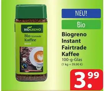 Famila Nord Ost Biogreno Instant Fairtrade Kaffee 100-g-Glas (1 kg = 39.90 €) Angebot