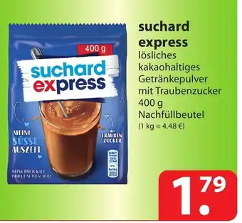 Famila Nord Ost suchard express lösliches kakaohaltiges Getränkepulver mit Traubenzucker 400 g Nachfüllbeutel Angebot