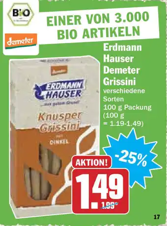 Hit Erdmann Hauser Demeter Grissini 100g Angebot