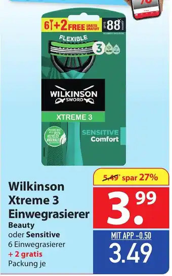 Famila Nord Ost Wilkinson Xtreme 3 Einwegrasierer Beauty oder Sensitive 6 Einwegrasierer + 2 gratis Packung je Angebot