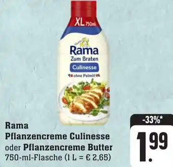 Gebauer's Rama Pflanzencreme Culinesse oder Pflanzencreme Butter 750-ml-Flasche Angebot