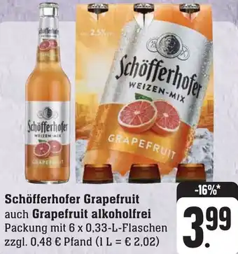 Gebauer's Schöfferhofer Grapefruit auch Grapefruit alkoholfrei 6x0,33 L Flaschen Angebot