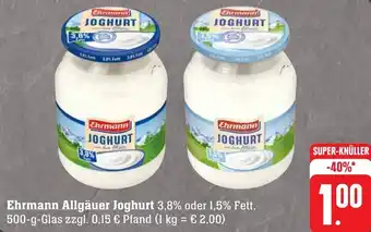 Gebauer's Ehrmann Allgäuer Joghurt 500 g Glas Angebot