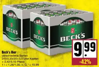 nah & gut Beck's Bier 24x0,33/20x0,5 Liter Kasten Angebot