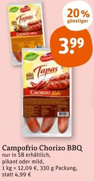 tegut Campofrio Chorizo BBQ 330 g Packung Angebot