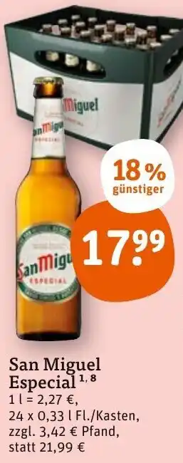 tegut San Miguel Especial 24 x 0,33 l Fl./Kasten Angebot