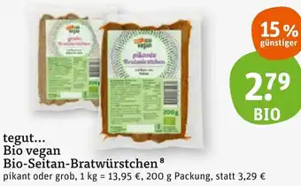 tegut tegut... Bio vegan Bio-Seitan-Bratwürstchen 200 g Packung Angebot