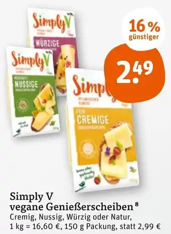 tegut Simply V vegane Genießerscheiben 150 g Packung Angebot