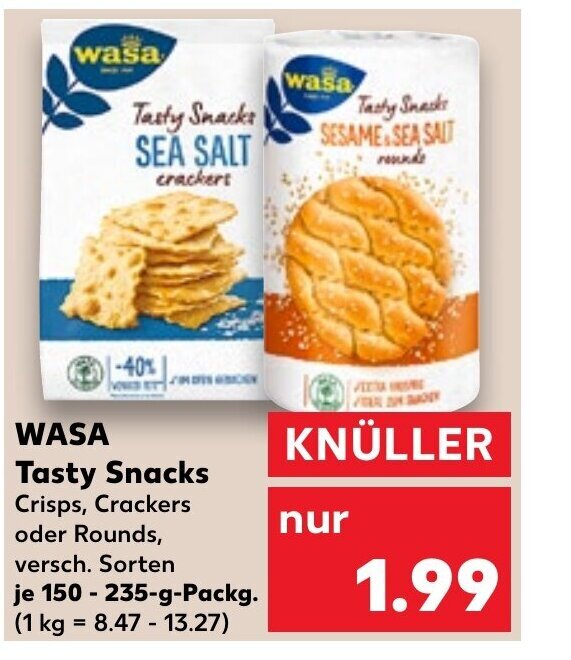 WASA Tasty Snacks je 150235gPackg. Angebot bei Kaufland