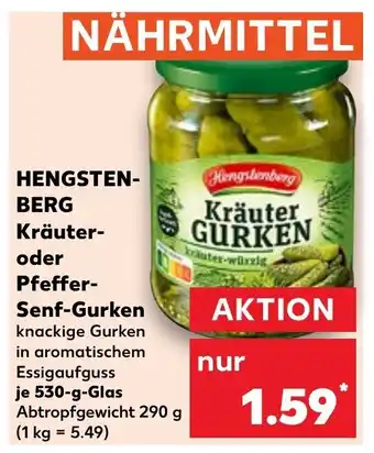 Kaufland Hengstenberg Kräuter- oder Pfeffersenf-Gurken je 530-g-Glas Angebot