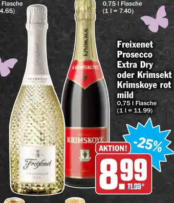 Hit Freixenet Prosecco Extra Dry oder Krimsekt Krimskoye rot mild 0,75L Angebot