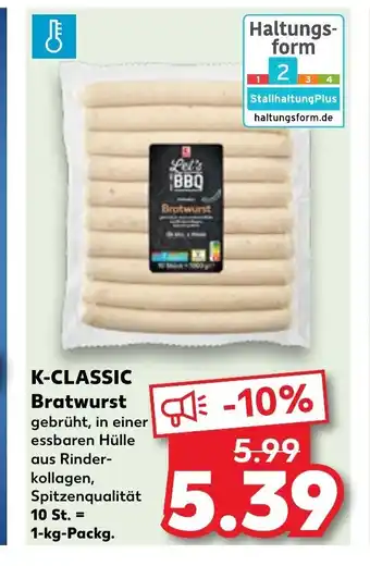 Kaufland K-CLASSIC Bratwurst 1-kg-Packg. Angebot