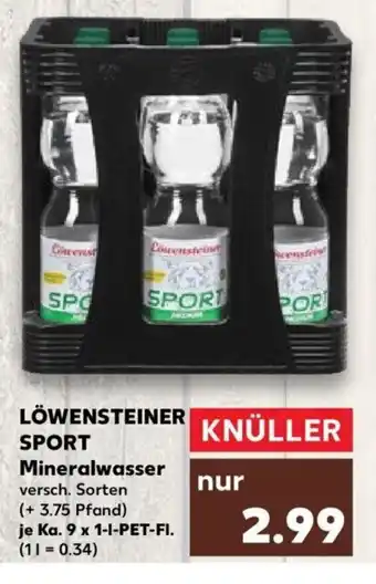 Kaufland LÖWENSTEINER SPORT Mineralwasser Ka. 9 x 1 l PET Fl. Angebot