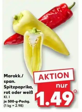 Kaufland Marokk. span. Spitzpaprika, rot oder weiß 500 g Packg. Angebot