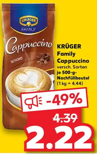 Kaufland KRÜGER Family Cappuccino 500 g Nachfüllbeutel Angebot