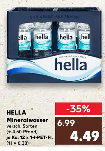 Kaufland HELLA Mineralwasser  Ka. 12 x 1 l Fl. Angebot