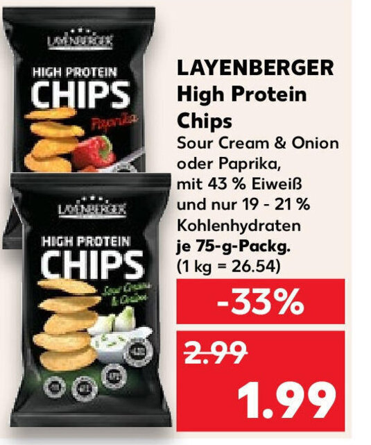 LAYENBERGER High Protein Chips 75 g Packg. Angebot bei Kaufland