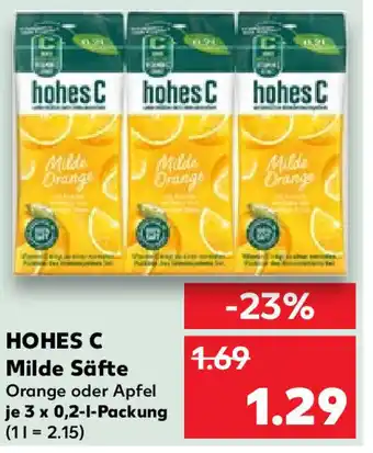 Kaufland HOHES C Milde Säfte 3 x 0,2-1-Packung Angebot