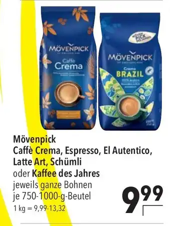 CITTI Markt Mövenpick Caffè Crema, Espresso, El Autentico, Latte Art, Schümli oder Kaffee des Jahres jeweils ganze Bohnen je 750-1000-g Angebot