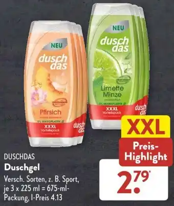 Aldi Süd DUSCHDAS Duschgel 675 ml Packung Angebot