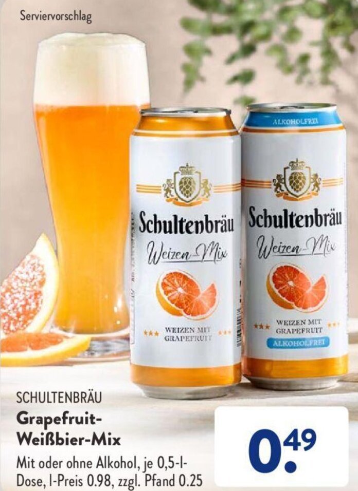 SCHULTENBRÄU GrapefruitWeißbierMix 0,5 L Dose Angebot bei Aldi Süd