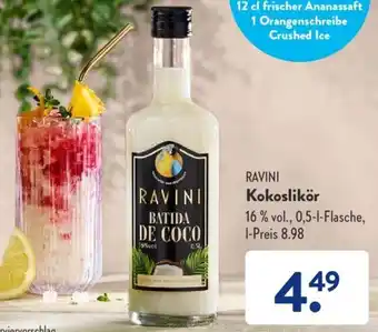 Aldi Süd RAVINI Kokoslikör 0,5 L Flasche Angebot