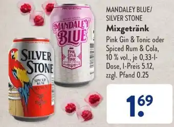 Aldi Süd MANDALEY BLUE/ SILVER STONE Mixgetränk 0,33 L Dose Angebot