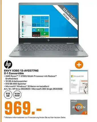 Saturn Hp Envy X360 13-ayo377ng 2-1 Convertible Hp Angebot