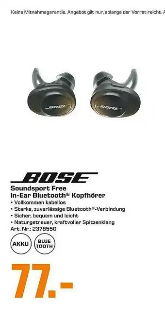 Saturn Bose Soundsport Free In-ear Bluetooth Kopfhörer Angebot