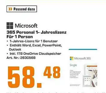 Saturn Microsoft 365 Personal 1-jahreslizenz Für 1 Person Angebot