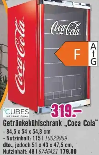 Hornbach CUBES Getränkekühlschrank ,,Coca Cola" Angebot