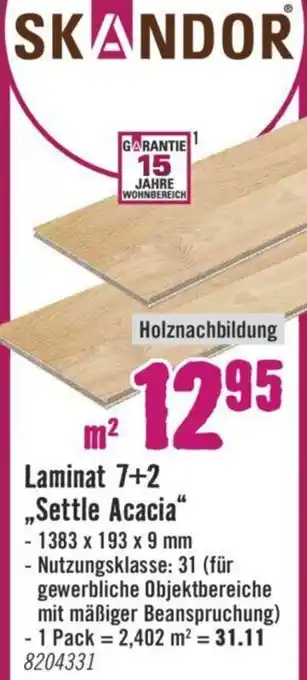 Hornbach SKANDOR Laminat 7+2 „Settle Acacia" Angebot