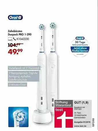 Galeria Oral-b Zahnbürsten Duopack Pro 1-290 Angebot